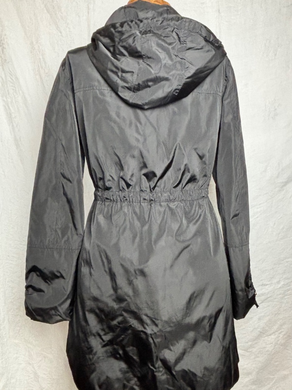 NWT Via Spiga Zip Front Anorak w/ Adj. Sleeve Detail/Attached Hood Black Sz. S - Picture 3 of 12